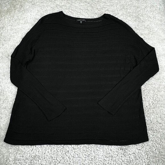 Eileen Fisher Black Viscose Sheer Oversized Lightweight Sweater - Picture 4 of 6